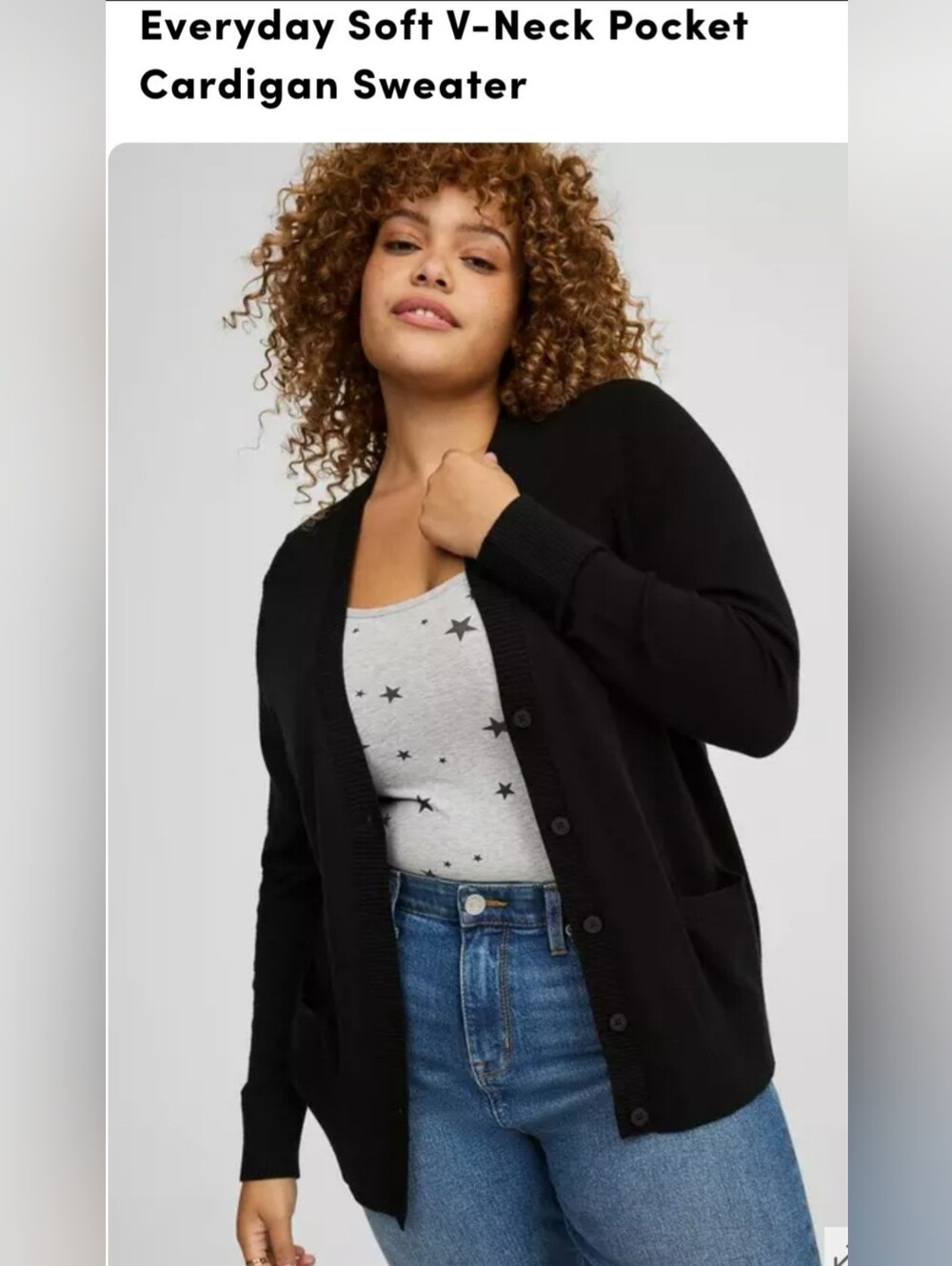 torrid Everyday Soft Black V-Neck Button Pocket Sweater Cardigan 1/1X/14-16